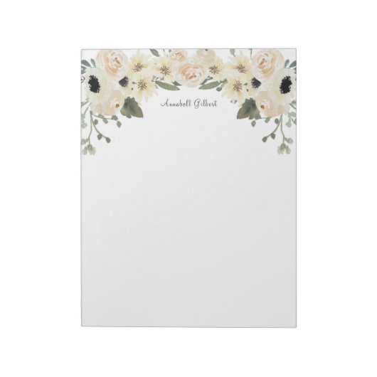 Bloc-note Aquarelle moderne Rose Jardin Floral Verdure (Tourné)
