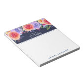 Bloc-note Aquarelle moderne Roses Floral Bouquet Bleu Bordur (Incliné)