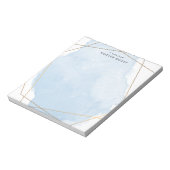 Bloc-note Aquarelle moderne Splash Or & Bleu Personnalisé (Tourné)
