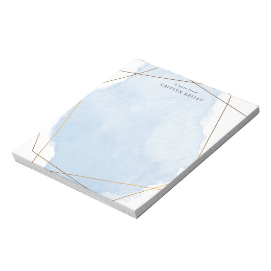 Bloc-note Aquarelle moderne Splash Or & Bleu Personnalisé (Tourné)
