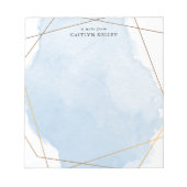 Bloc-note Aquarelle moderne Splash Or & Bleu Personnalisé (Devant)