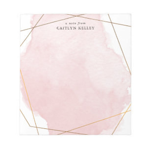 Bloc-note Aquarelle moderne Splash, Or & Rose Personnalisé