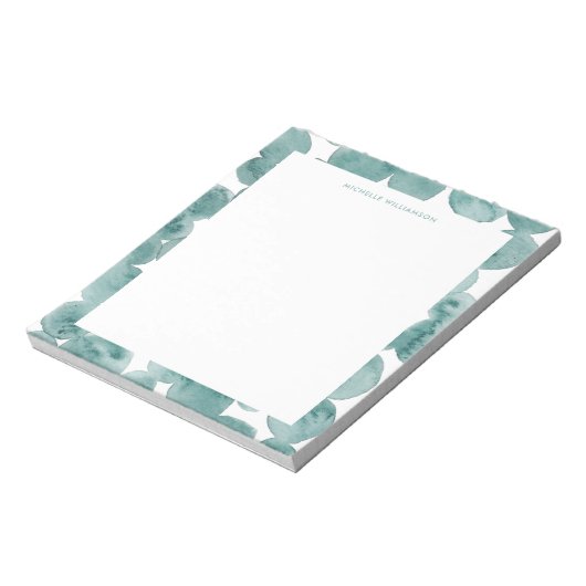 Bloc-note Aquarelle moderne Vert Mousse de mer Turquoise (Tourné)