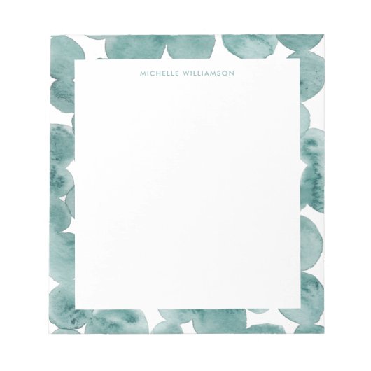 Bloc-note Aquarelle moderne Vert Mousse de mer Turquoise (Devant)