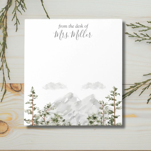 Bloc-note Aquarelle monogramme Montagne et forêt