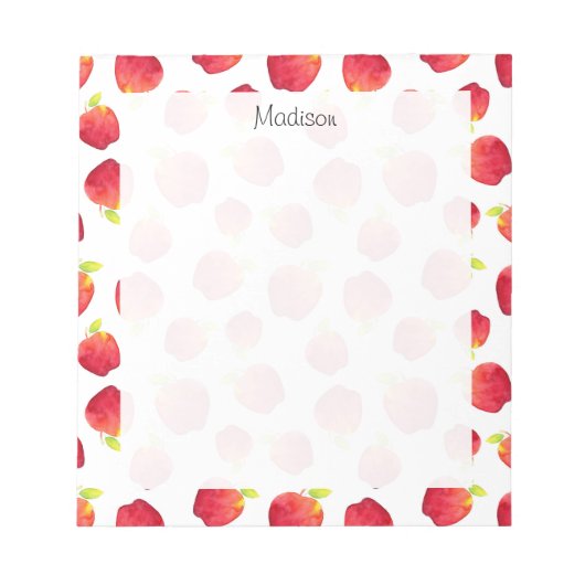 Bloc-note Aquarelle Motif de pomme rouge (Devant)