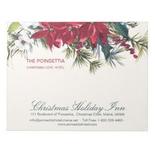 Bloc-note Aquarelle Noël Poinsettia & Holly, pin
