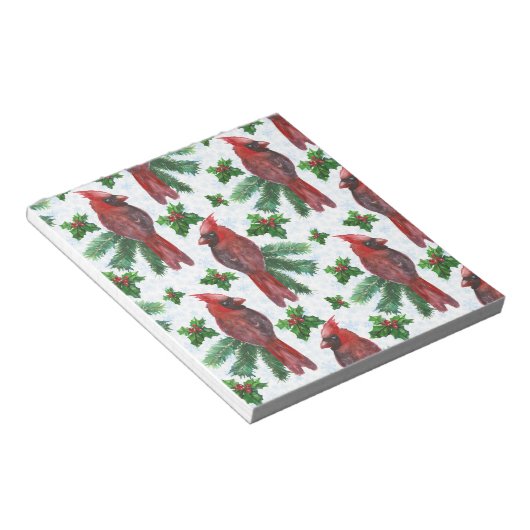 Bloc-note aquarelle Oiseau cardinal rouge (Incliné)