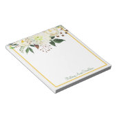 Bloc-note Aquarelle or blanc Nom floral Personnaliser (Incliné)
