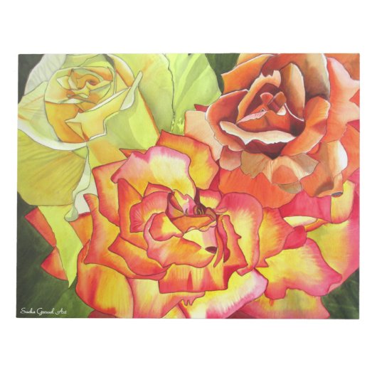 Bloc-note Aquarelle orange et rose jaune art original (Devant)