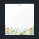 Bloc-note Aquarelle Orchidées blanches et Kumquats Personnal<br><div class="desc">Des blocs-notes tropicaux fantaisistes ornés d'une guirlande d'aquarelle composée d'orchidées blanches,  de kumquats et de verdure. Ces blocs-notes floraux seront un grand accent pour n'importe quel bureau. Personnalisez en ajoutant nom,  site Web,  adresse et autres détails. Parfait comme cadeau personnalisé.</div>