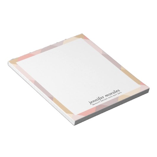 Bloc-note Aquarelle Palette chaude plaid monogramme (Incliné)