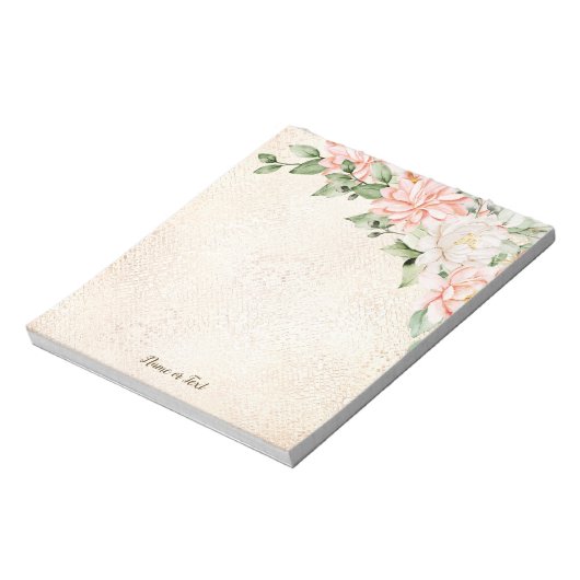Bloc-note Aquarelle Pêche Fleurs blanches Élégant (Tourné)