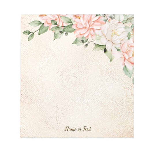 Bloc-note Aquarelle Pêche Fleurs blanches Élégant (Devant)