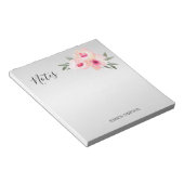 Bloc-note Aquarelle Peinte Florale rose Fleurs Gris Notes (Incliné)