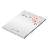 Bloc-note Aquarelle Peinte Florale rose Fleurs Gris Notes (Tourné)