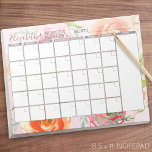 Bloc-note Aquarelle peinte Motif Floral Planificateur mensue<br><div class="desc">Un beau design floral et féminin qui est parfait pour toute petite fille ou même une mariée. Si vous avez besoin de déplacer des éléments,  cliquez sur la zone de conception pour apporter des modifications.</div>