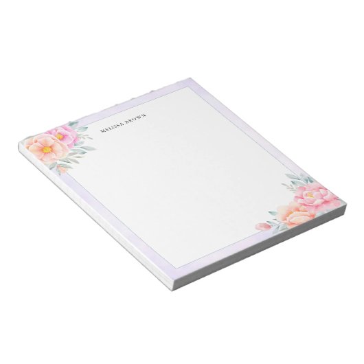Bloc-note Aquarelle Peonis Rose Peach Floral Boho (Incliné)