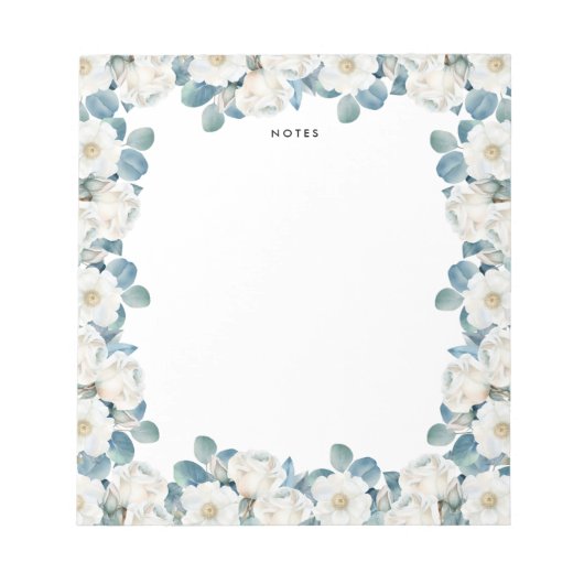 Bloc-note Aquarelle Peony blanc Eucalyptus Vert sur mesure (Devant)