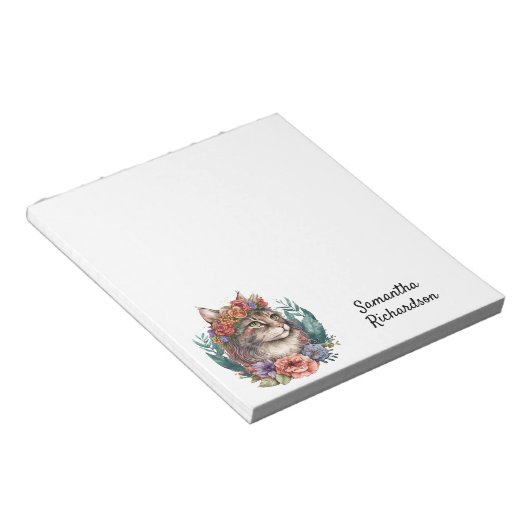 Bloc-note Aquarelle personnalisée Boho Cat (Incliné)