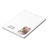Bloc-note Aquarelle personnalisée Chat de saumon boho floral (Tourné)