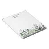 Bloc-note Aquarelle personnalisée moderne Eucalyptus Vert (Incliné)