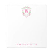 Bloc-note Aquarelle Pink & Green Golf Panier Monogram Crest (Devant)