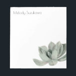 Bloc-note Aquarelle Plante Succulent Vert Sage Simple<br><div class="desc">Bloc-notes simple et moderne avec une aquarelle illustrant un plante succulent vert sauge. Customisez ce produit en ajoutant votre nom en haut.</div>