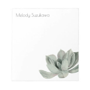 Bloc-note Aquarelle Plante Succulent Vert Sage Simple