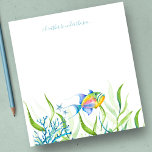 Bloc-note Aquarelle Poisson Tropical Papeterie personnalisée<br><div class="desc">Mignonne et côtière, cette papeterie tropicale comporte les mots "Je préférerais être sous la mer" en écriture bleue. Il peut être personnalisé avec votre nom de famille ou monogramme dans une typographie manuscrite avec ma reine déclencher poisson art original aquarelle. Parfait comme un cadeau pour les enfants ou vos notes...</div>