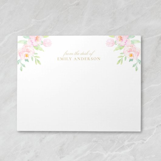 Bloc-note Aquarelle Pony rose Floral du bureau de