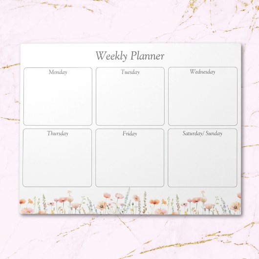 Bloc-note Aquarelle Poppy Fleur sauvage Floral planificateur