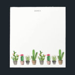 Bloc-note Aquarelle Poted Succuls et Cactus Custom<br><div class="desc">Un bloc-notes coloré et fantaisiste avec des succulents et des cactus en aquarelle. Ce sera un accent féminin parfait pour votre bureau.</div>