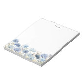 Bloc-note Aquarelle Poussière Bleu Hydrangées Personnalisées (Tourné)