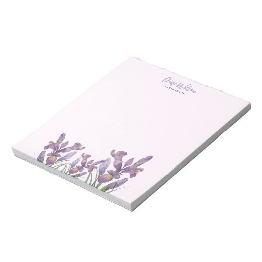 Bloc-note Aquarelle Purple Iris Notes de message Rappel (Tourné)