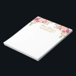Bloc-note Aquarelle rose Blush Floral Or Personnalisé<br><div class="desc">Elégant Aquarelle rose Blush Floral Or Personnalisé Papier immobile Notepad comprend de belles roses roses roses.</div>