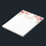 Bloc-note Aquarelle rose Blush Floral Or Personnalisé<br><div class="desc">Elégant Aquarelle rose Blush Floral Or Personnalisé Papier immobile Notepad comprend de belles roses roses roses.</div>
