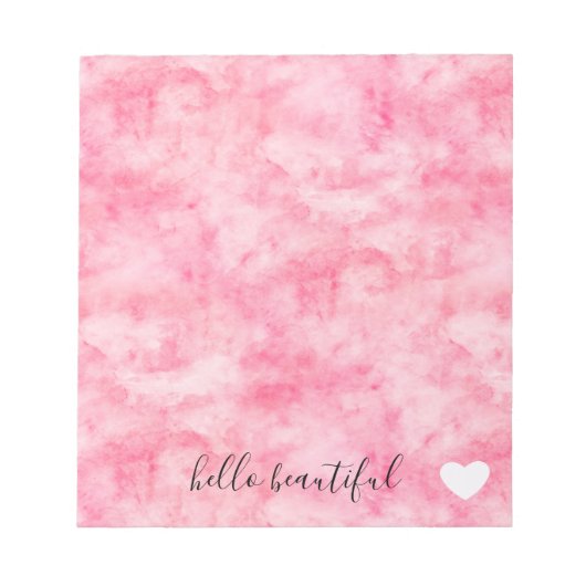 Bloc-note Aquarelle rose Bonjour Beau Coeur (Devant)