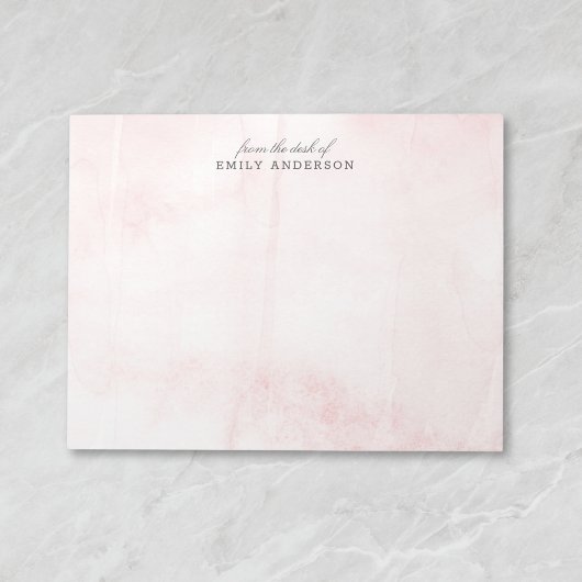 Bloc-note Aquarelle rose du bureau de nom personnalisé