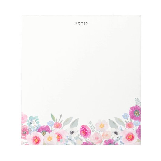 Bloc-note Aquarelle rose et pourpre Anémones Garland Floral (Devant)