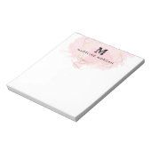 Bloc-note Aquarelle rose Faux or Monogramme géométrique (Tourné)