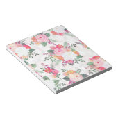 Bloc-note Aquarelle rose Fleurs Design blanc (Incliné)