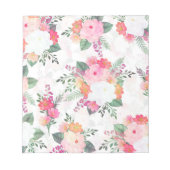 Bloc-note Aquarelle rose Fleurs Design blanc (Devant)
