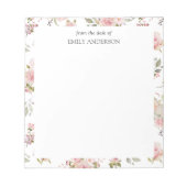 Bloc-note Aquarelle Rose Fleurs Motif Floral (Devant)