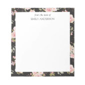 Bloc-note Aquarelle Rose Fleurs Motif Floral (Devant)