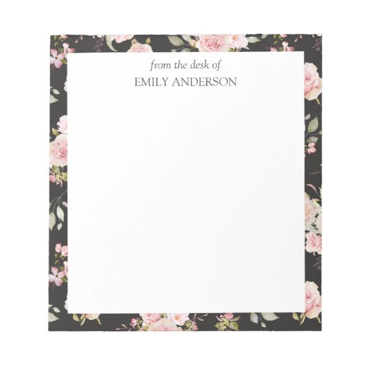 Bloc-note Aquarelle Rose Fleurs Motif Floral (Devant)