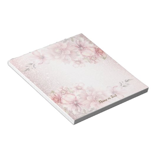 Bloc-note Aquarelle rose Fleurs Parties scintillant brillant (Incliné)