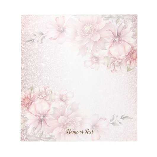 Bloc-note Aquarelle rose Fleurs Parties scintillant brillant (Devant)