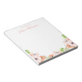 Bloc-note Aquarelle rose Floral Boho Personnalisé (Incliné)