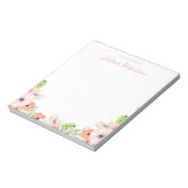 Bloc-note Aquarelle rose Floral Boho Personnalisé (Tourné)